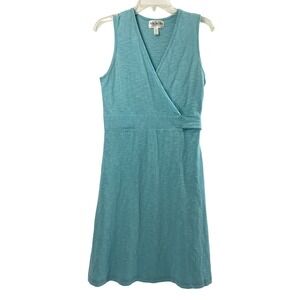 Matilda Jane Dress Women Small Blue Slub Cotton Sleeveless Wrap Top Casual Comfy